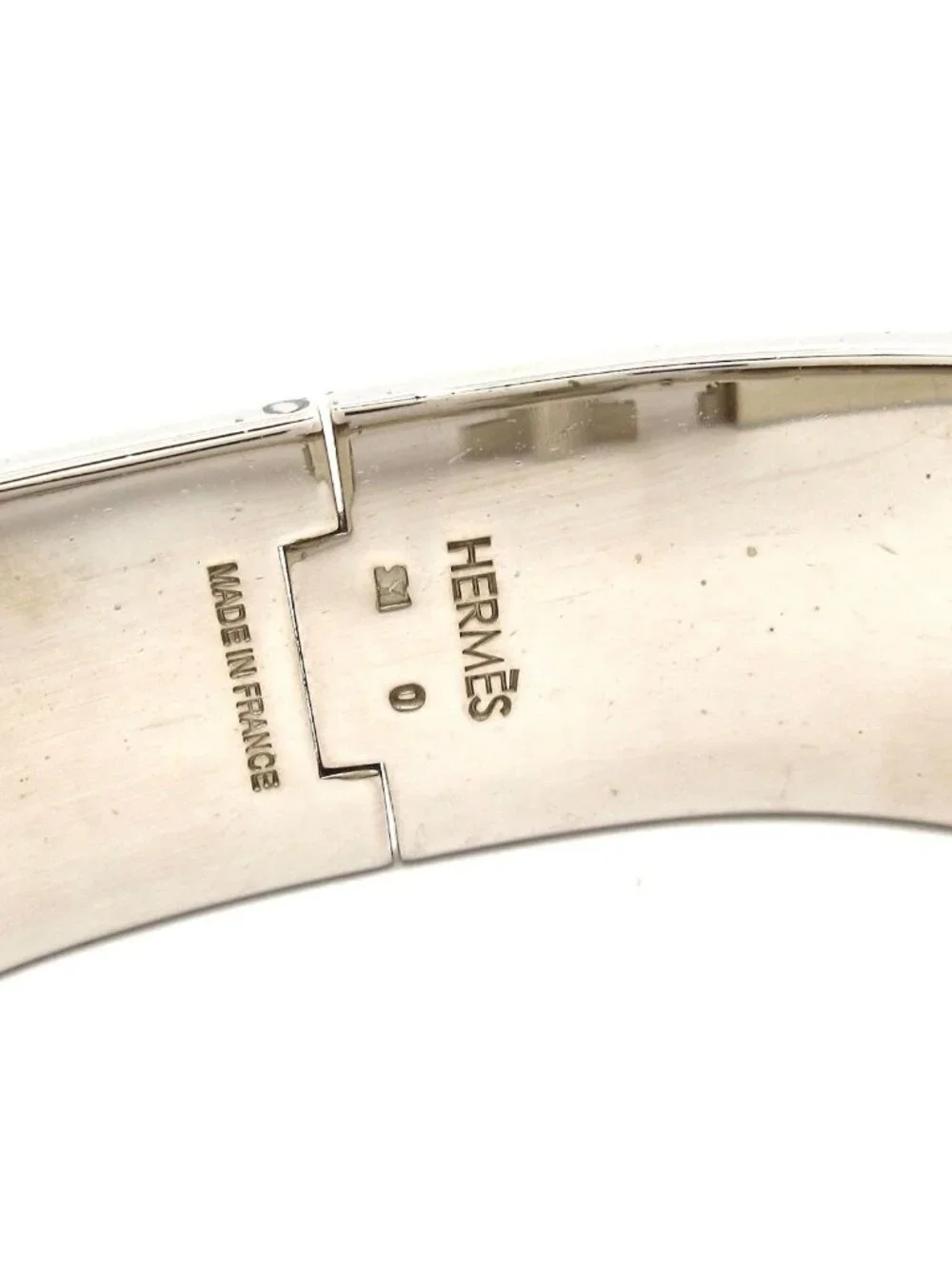 Hermes Bangle Clic Clac Silver Orange Ivory Bracelet